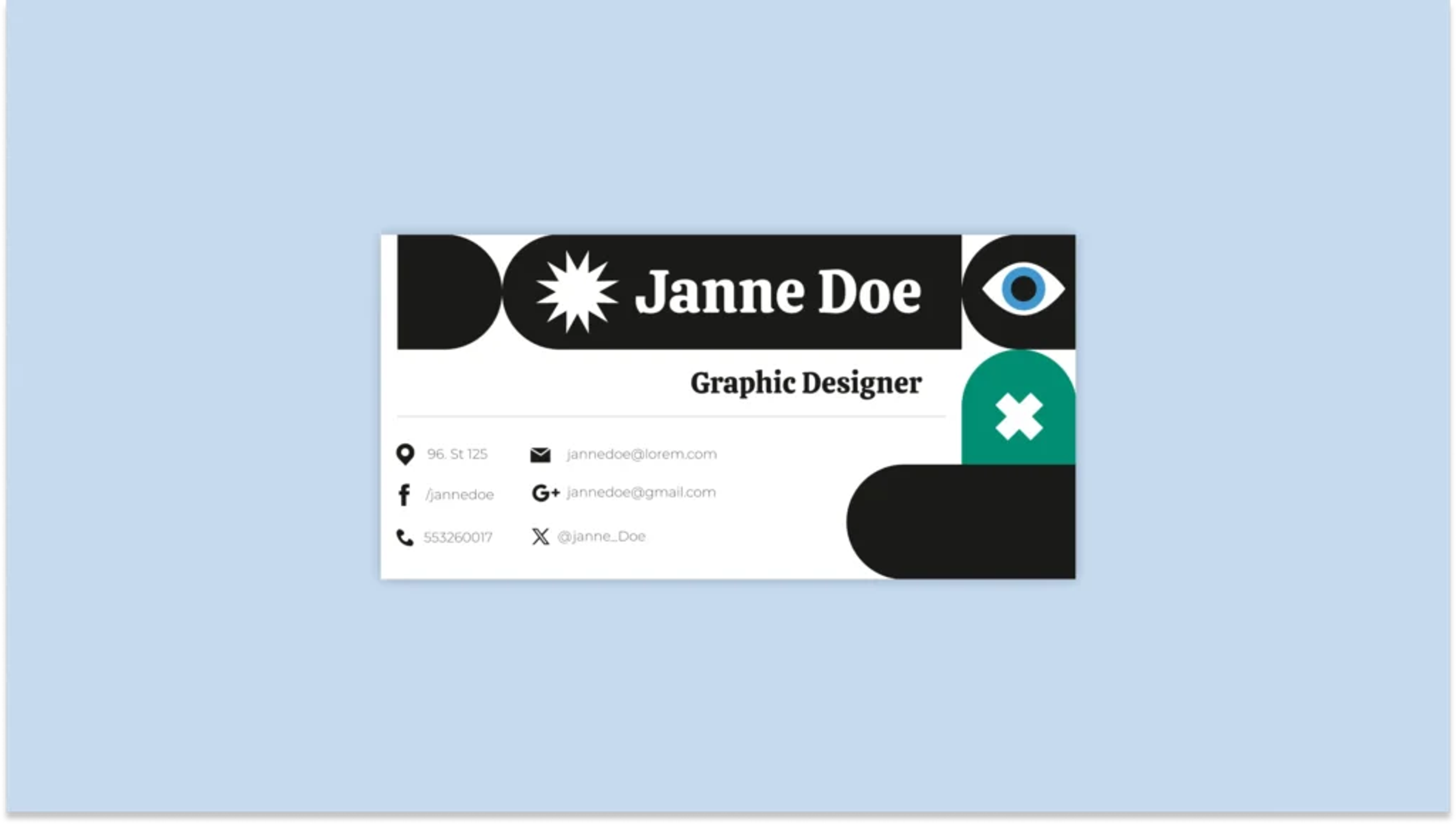 Traditional business card with social media information 