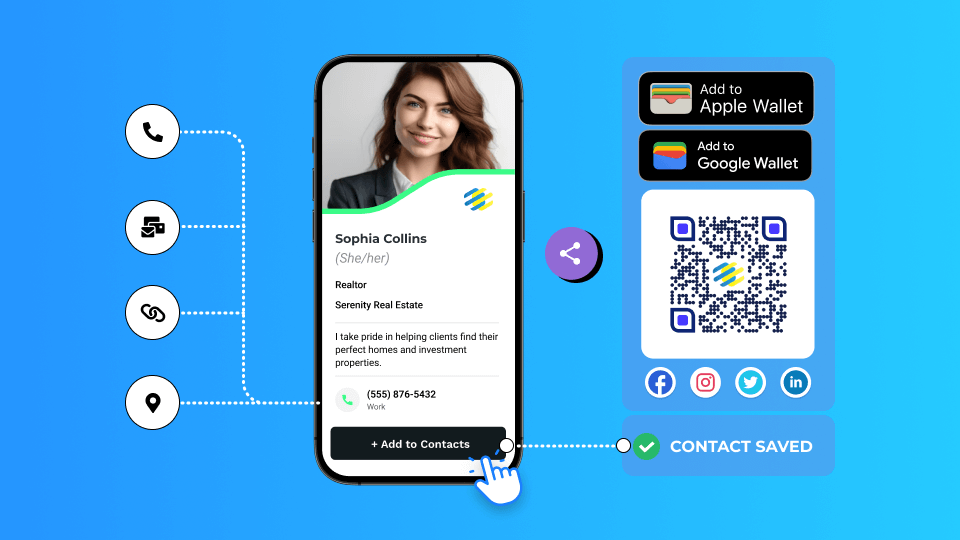 Share your digital business card in a contactless manner during a real estate conference