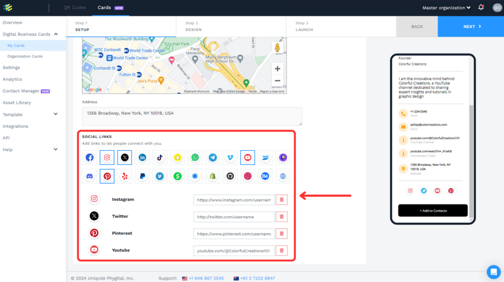 Include all your relevant social media handles in your digital business card