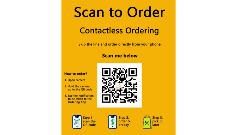 Contactless ordering via QR Codes