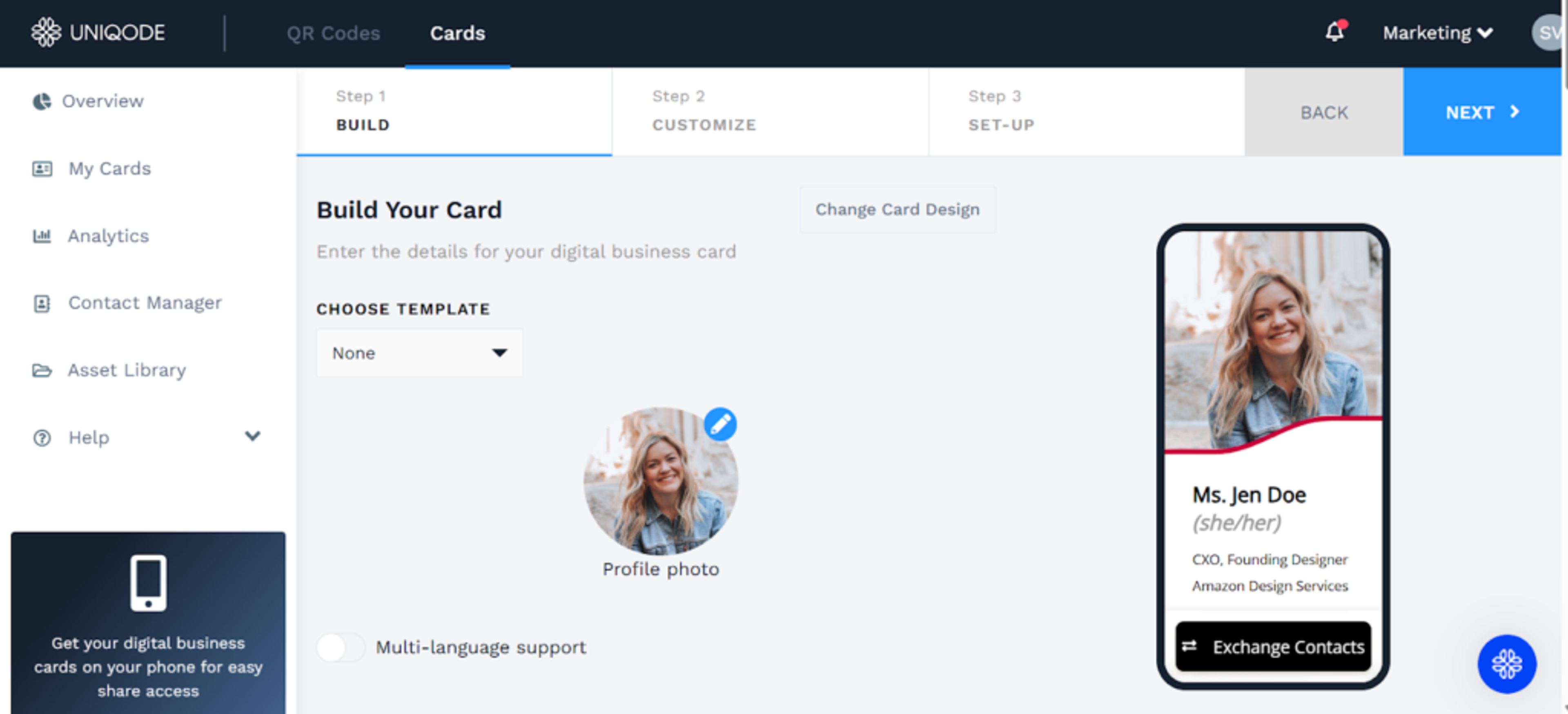 Create your event-specific digital business card
