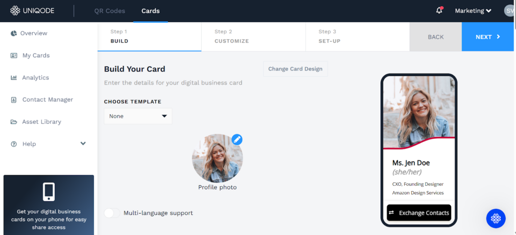 Create your event-specific digital business card