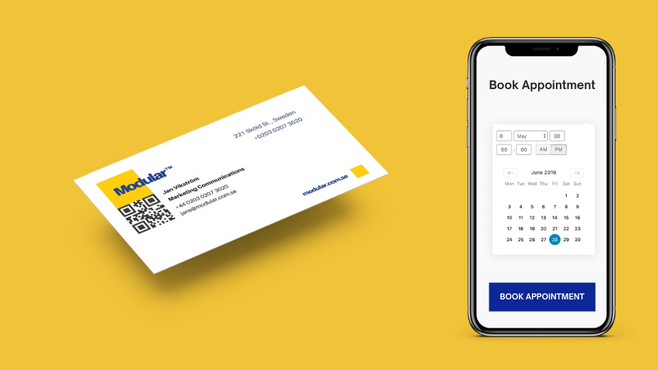 Schedule appointments via business cards with QR Codes