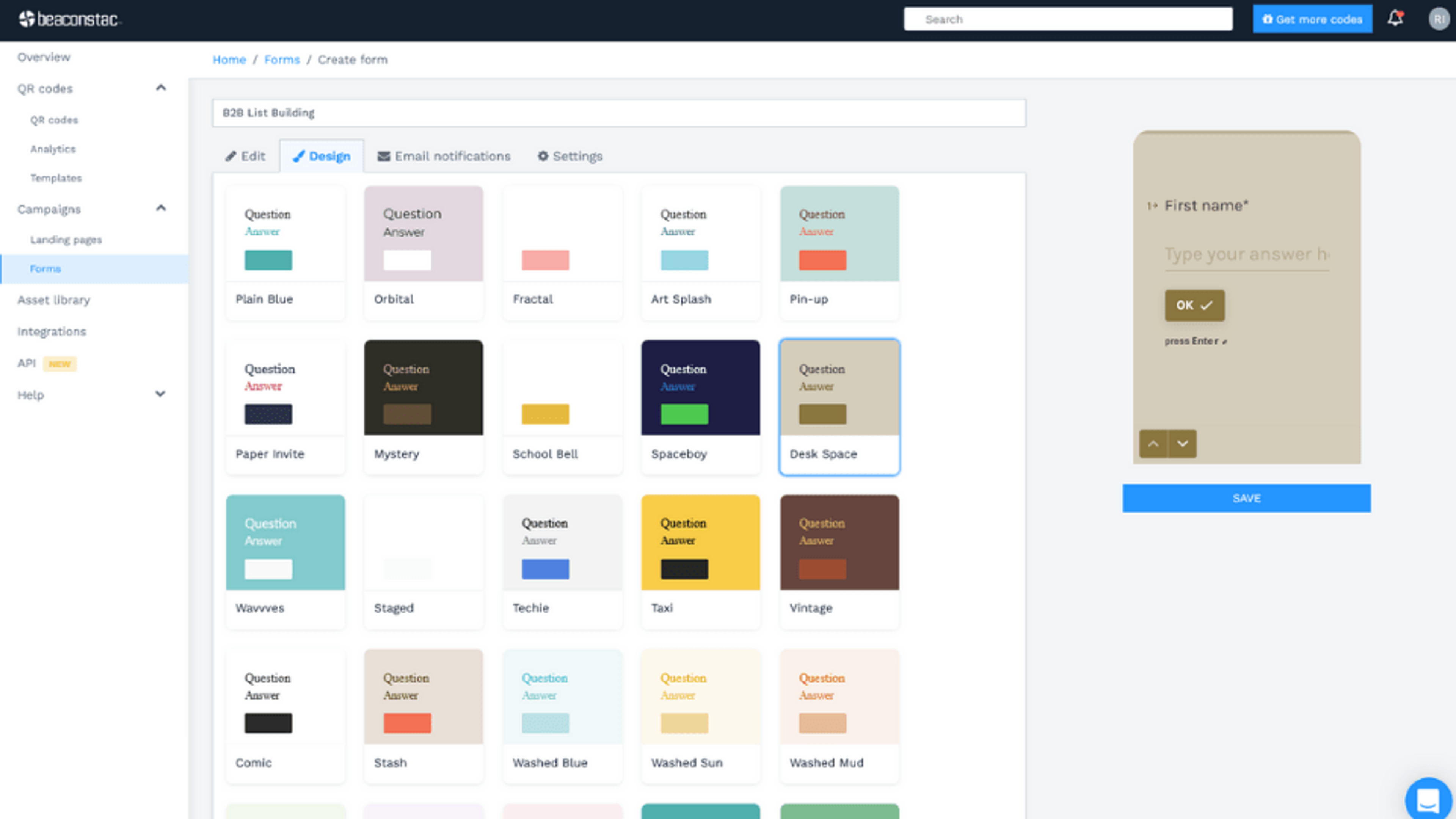 Selecting a form design