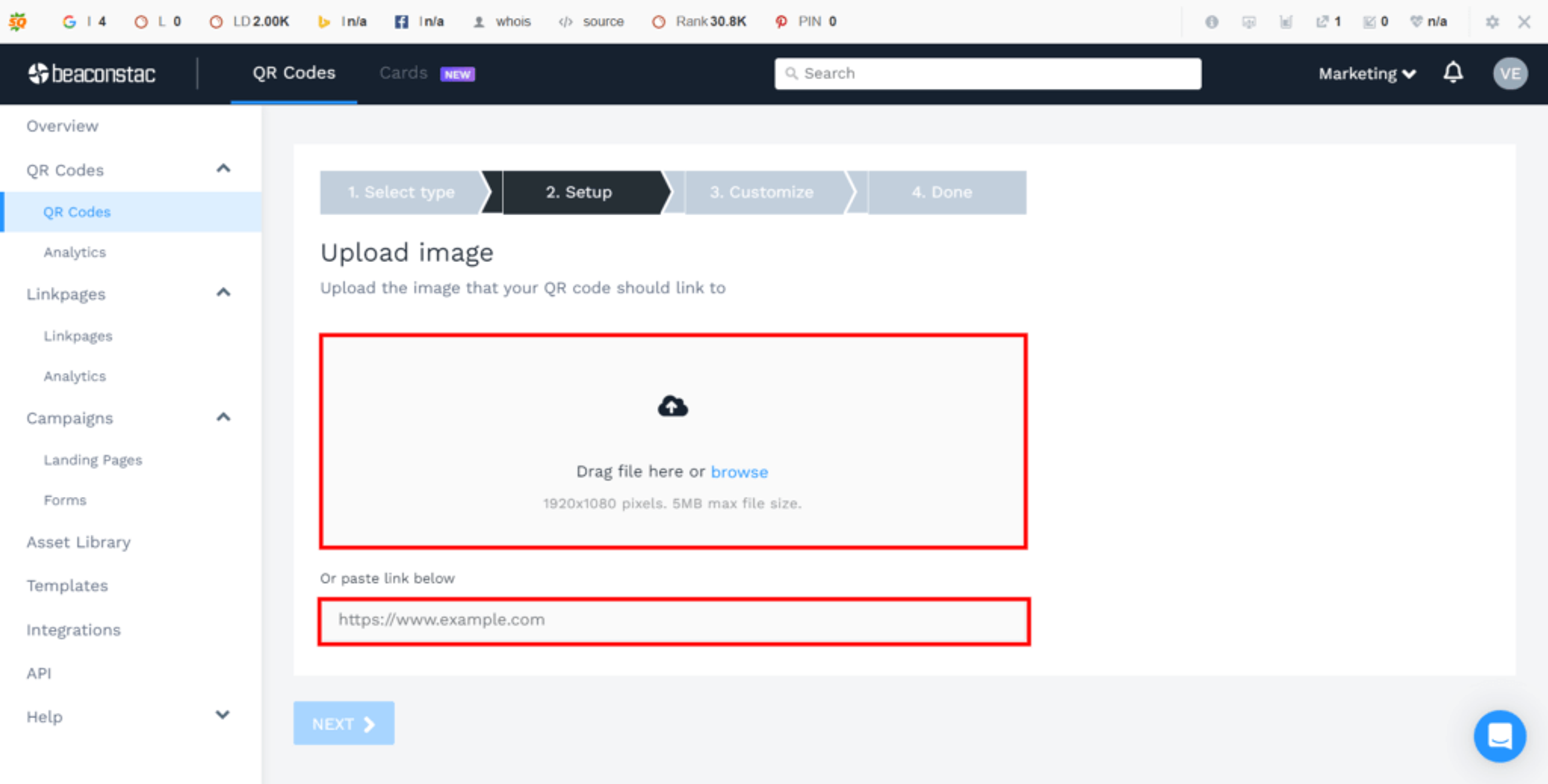 Upload the file you want people to download from QR Code