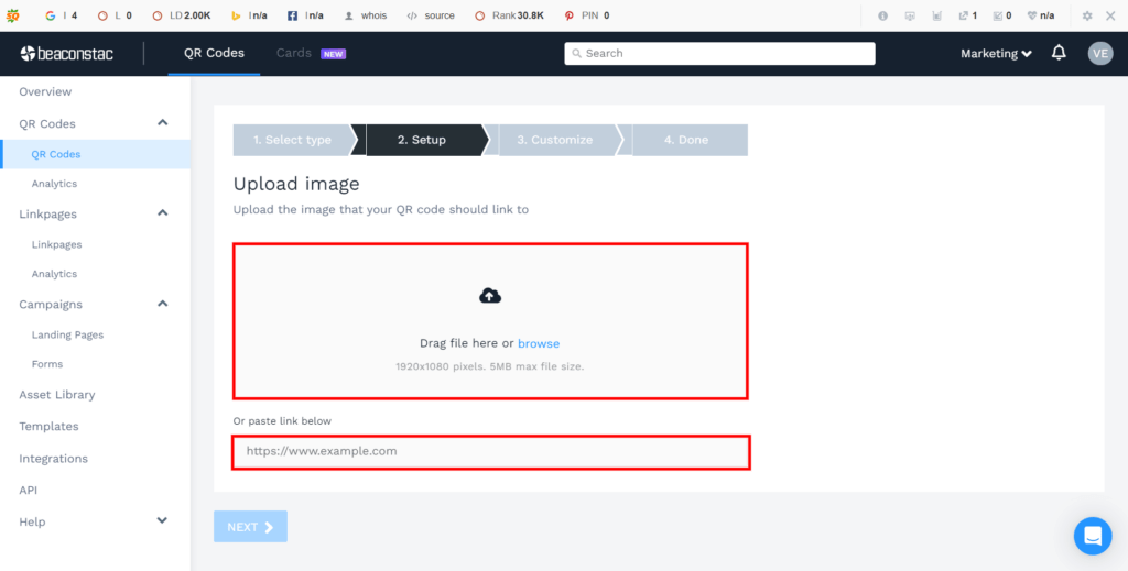 Upload the file you want people to download from QR Code