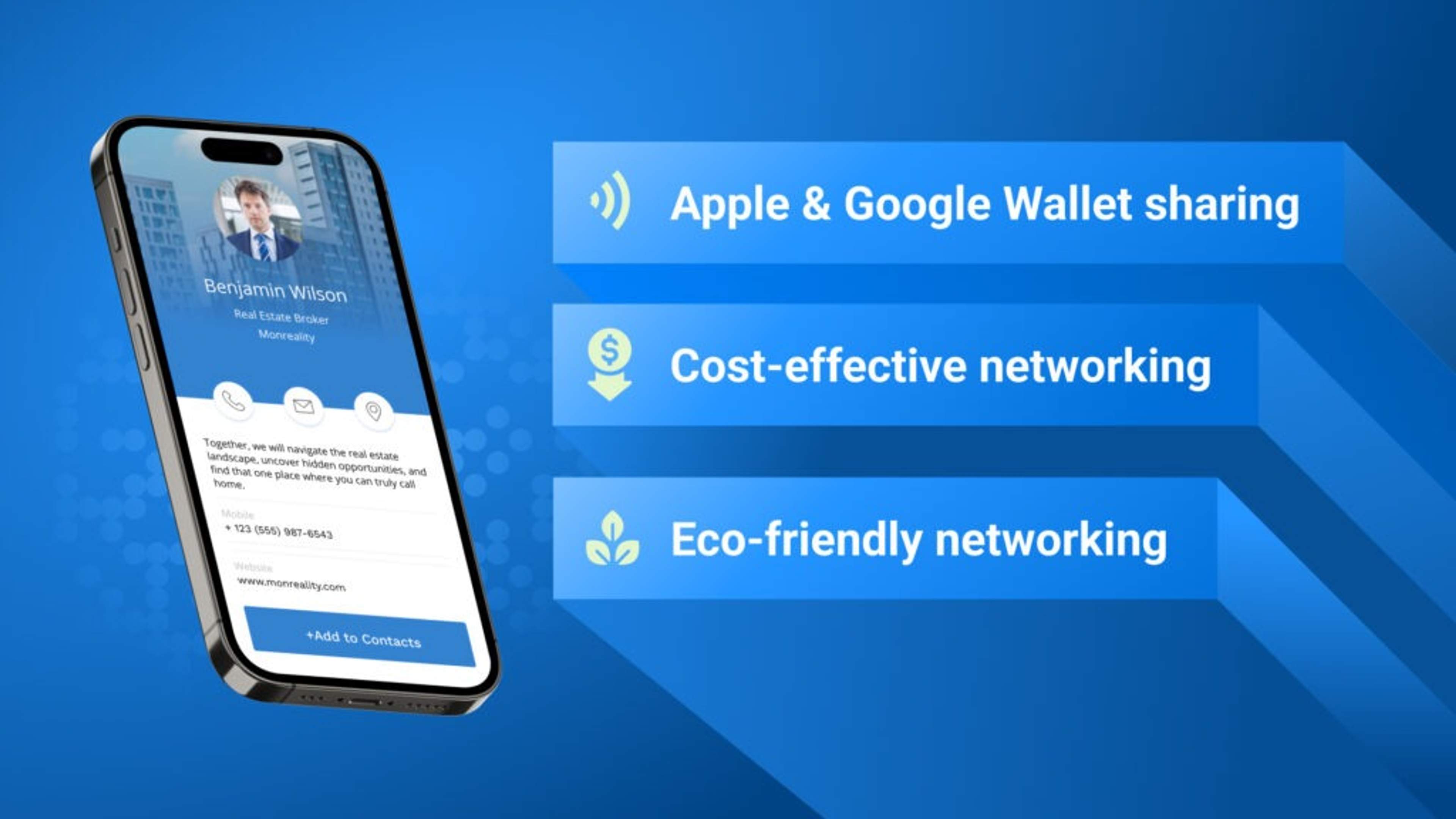 Digital business cards enable 100% paperless and contactless networking during real estate events