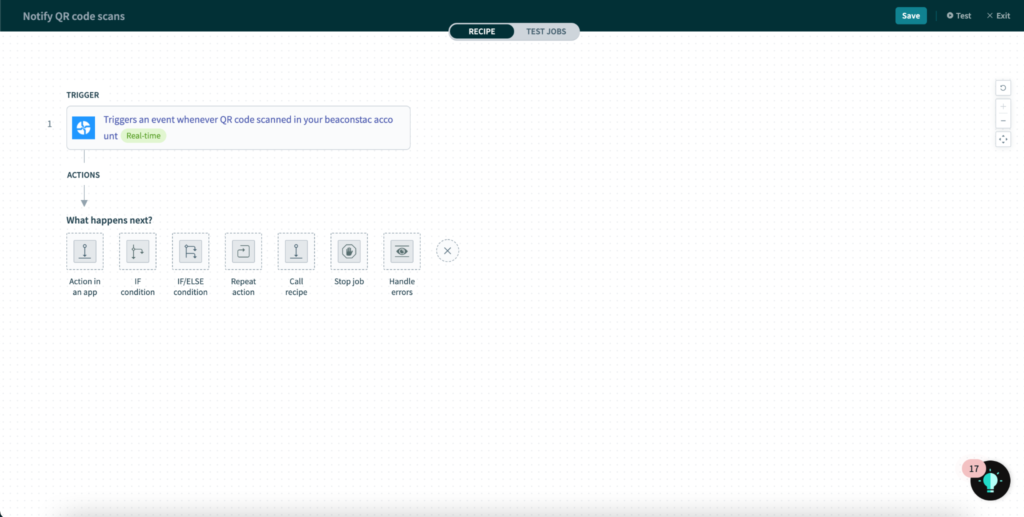 Select the next action once Uniqode has been triggered.