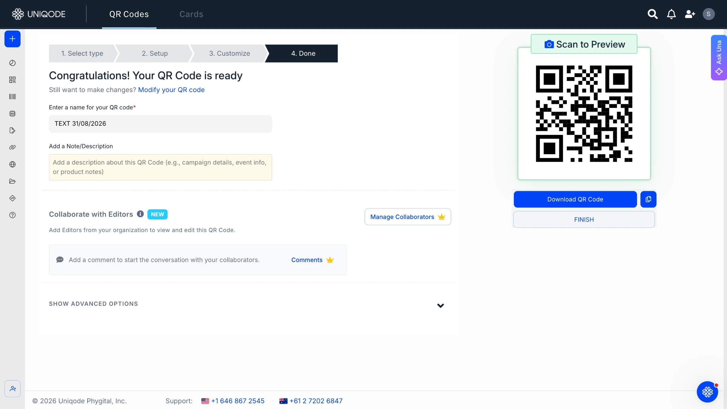 Generate and download the QR Code