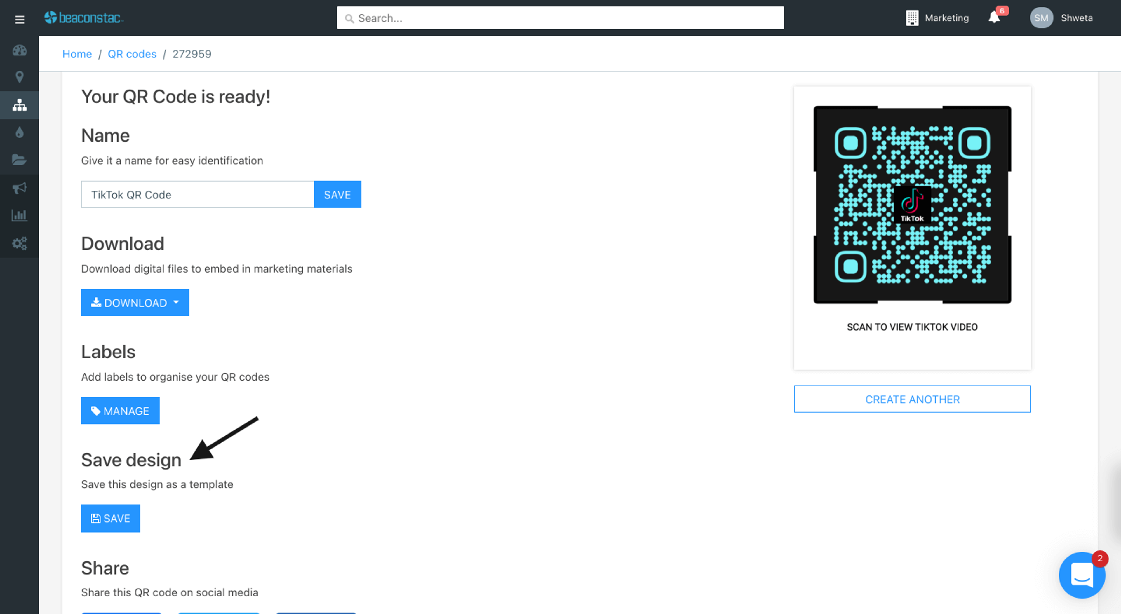 Save your TikTok QR Code