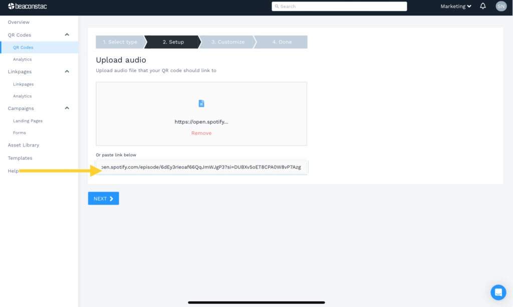 Upload podcast or add URL
