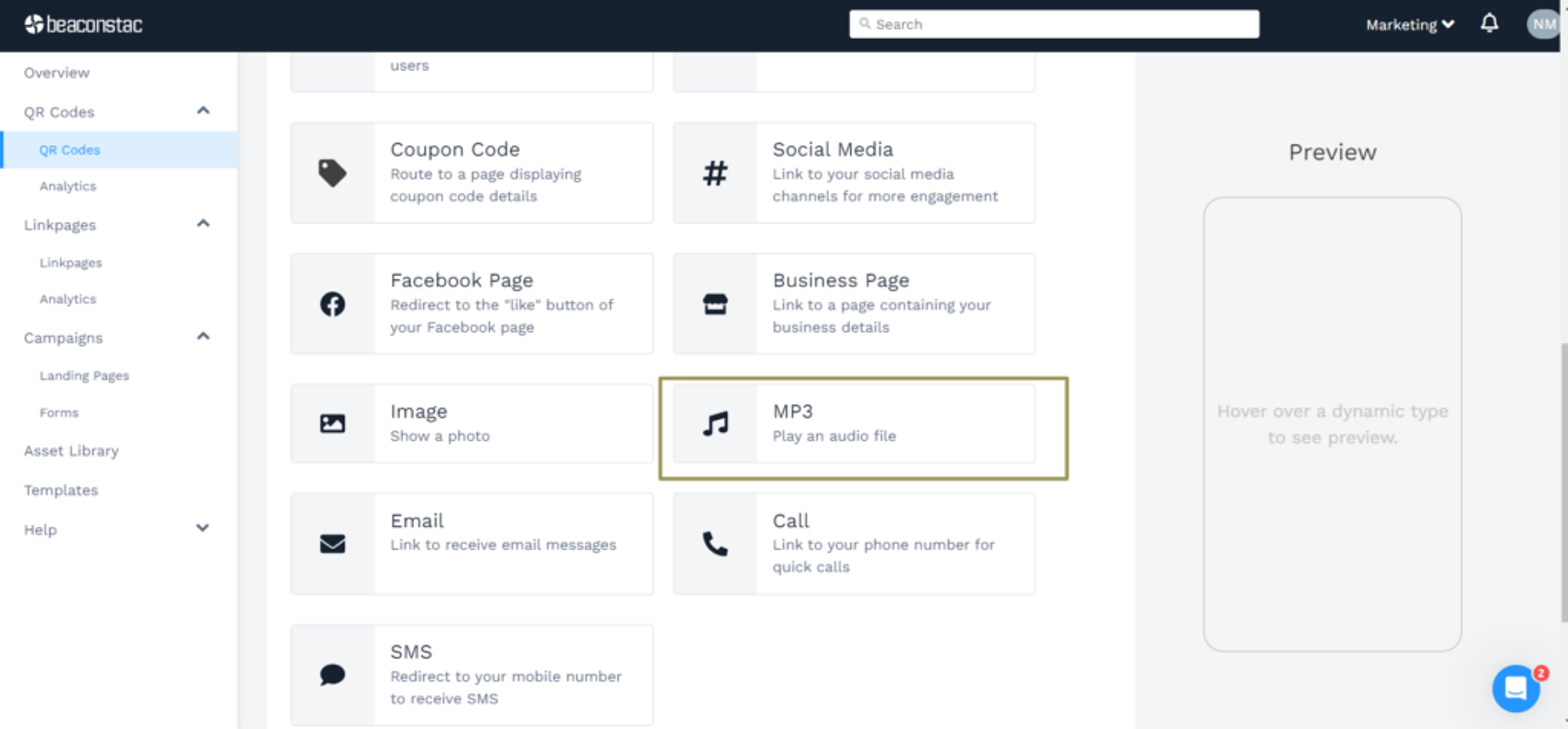 Choose MP3 as your campaign