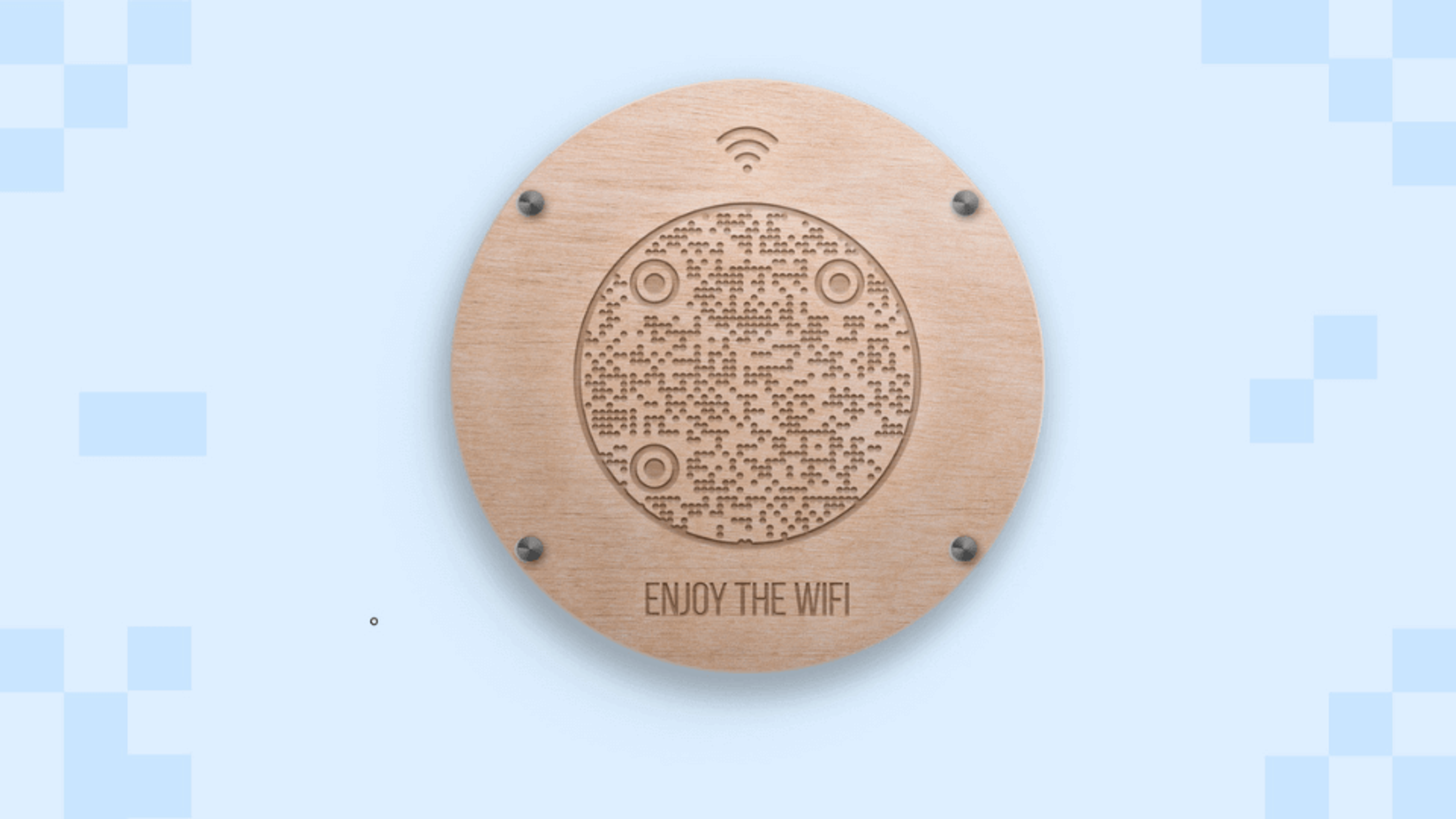 Engrave a QR Code on wooden surfaces like a WiFi sign board