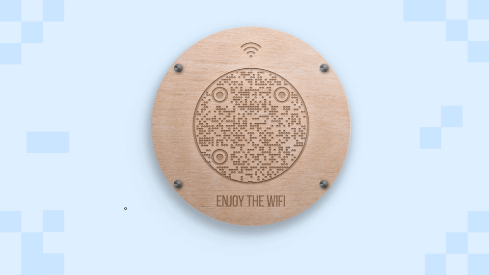 Engrave a QR Code on wooden surfaces like a WiFi sign board