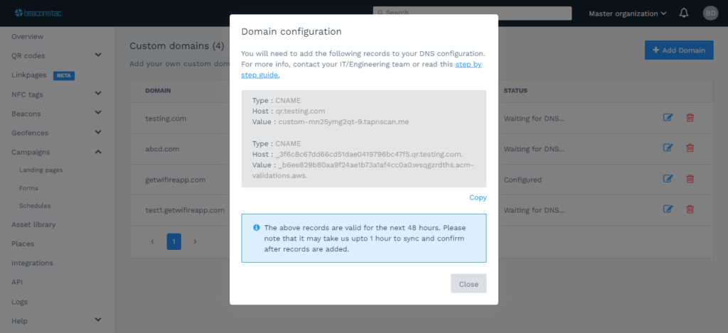 Complete your domain verification process