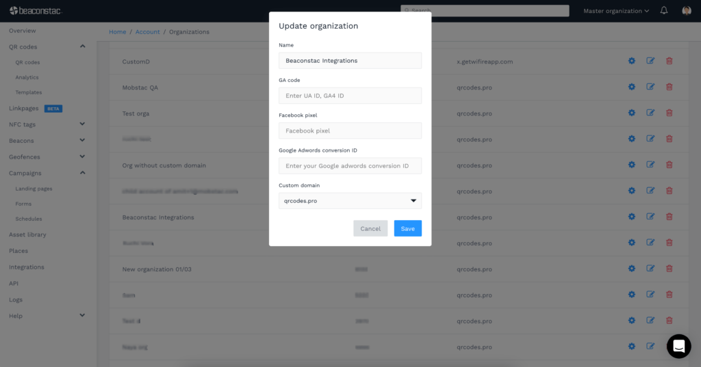 Add your Google Ads and Facebook Pixel ID