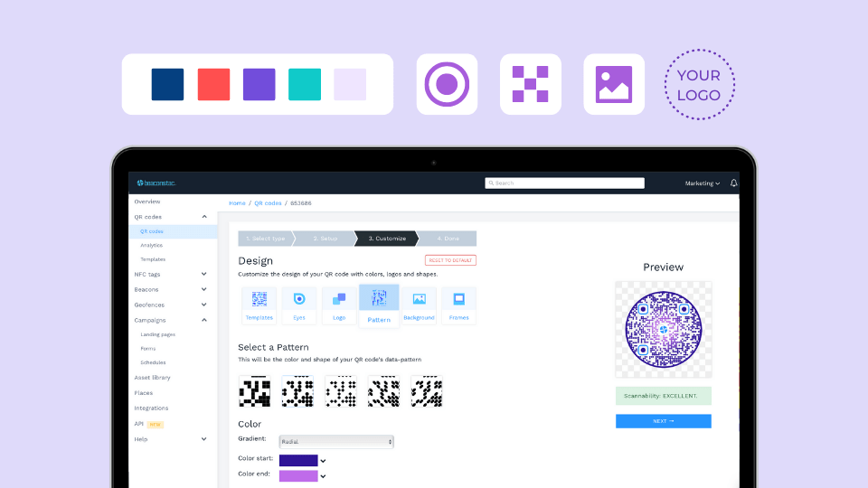 Uniqode provides access to tons of QR Code customization options