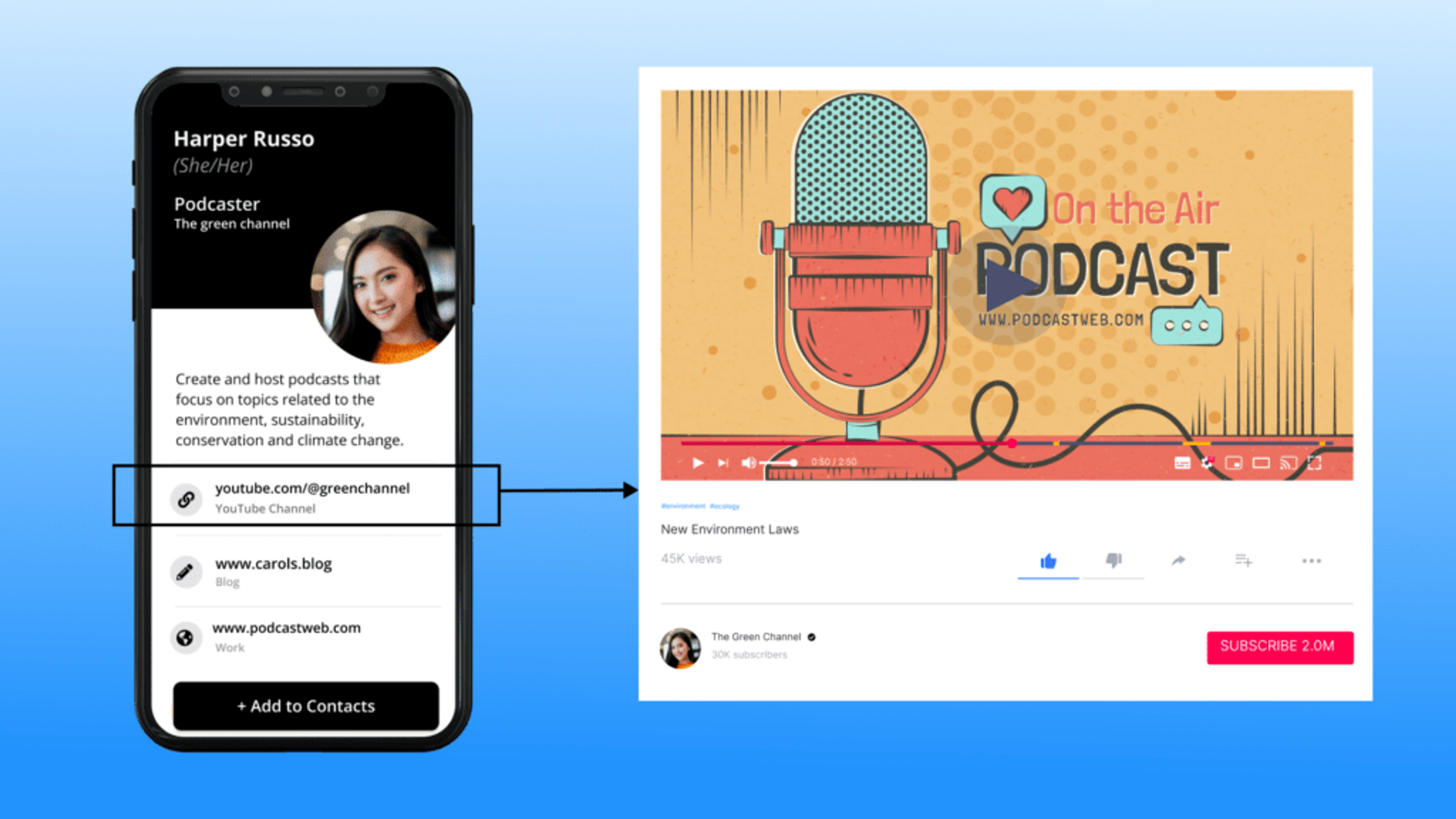 YouTube business card template for podcast hosts