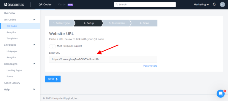 Paste thw copied URL