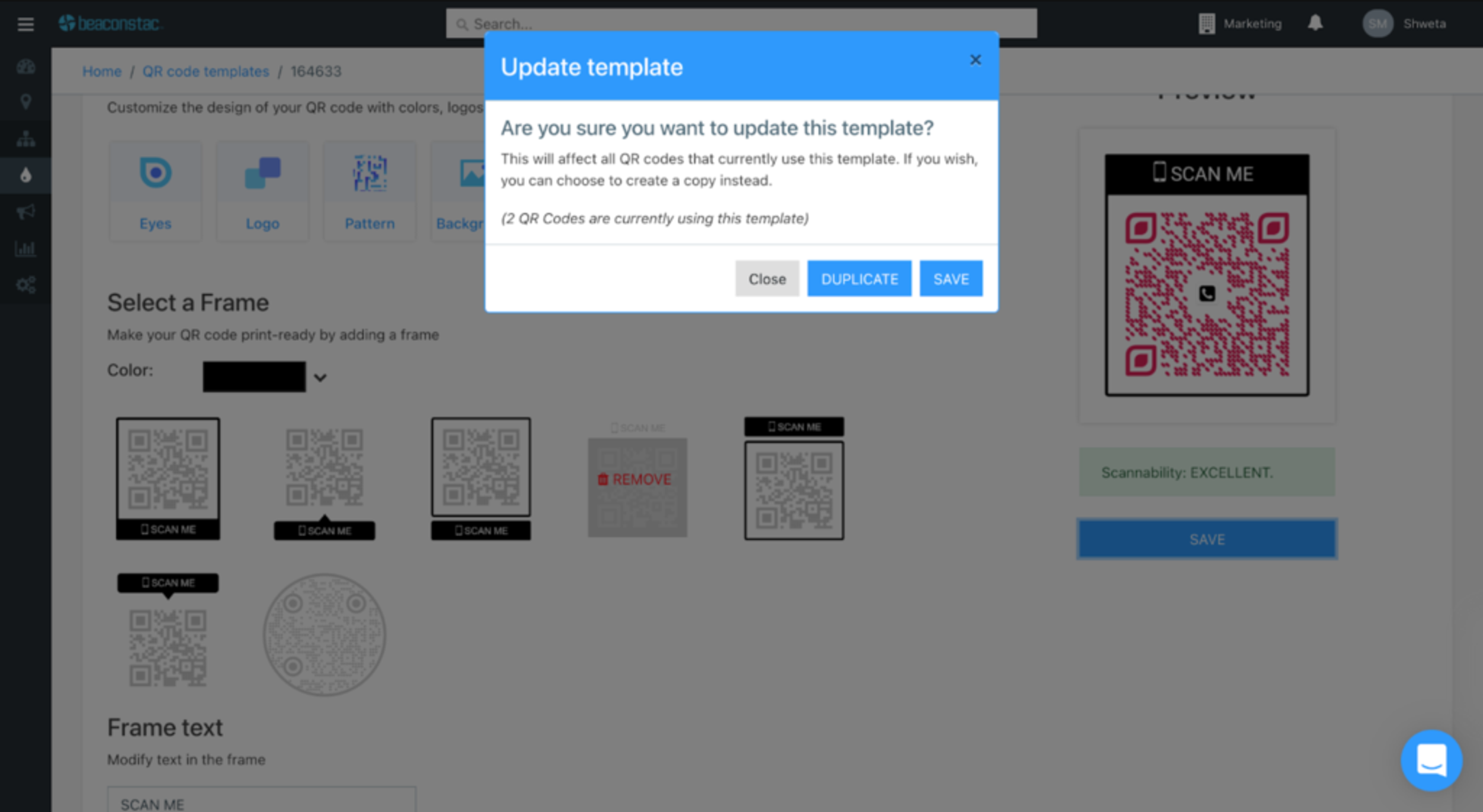 Update QR Code template