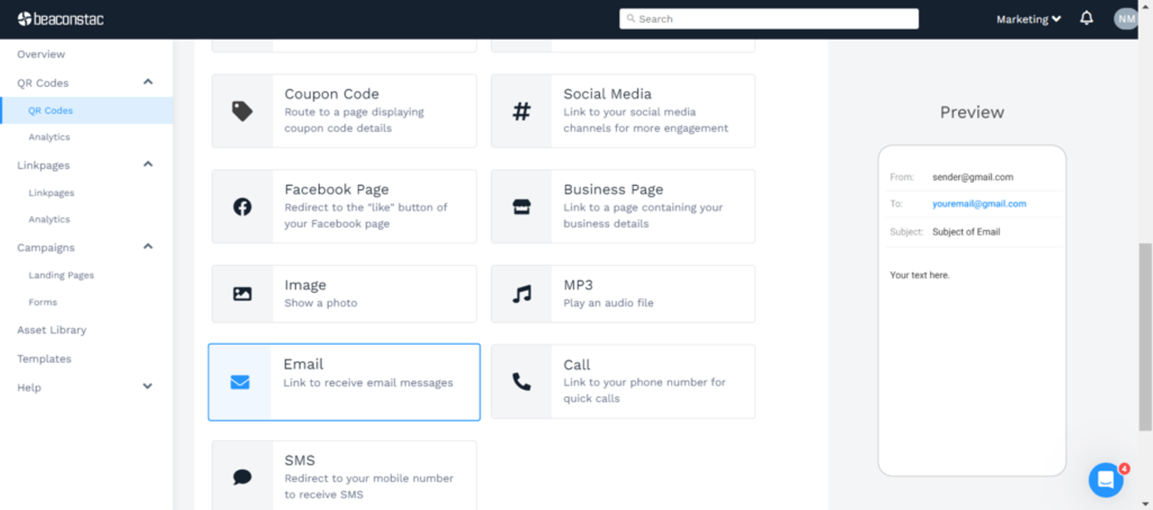 Select Email as your campaign