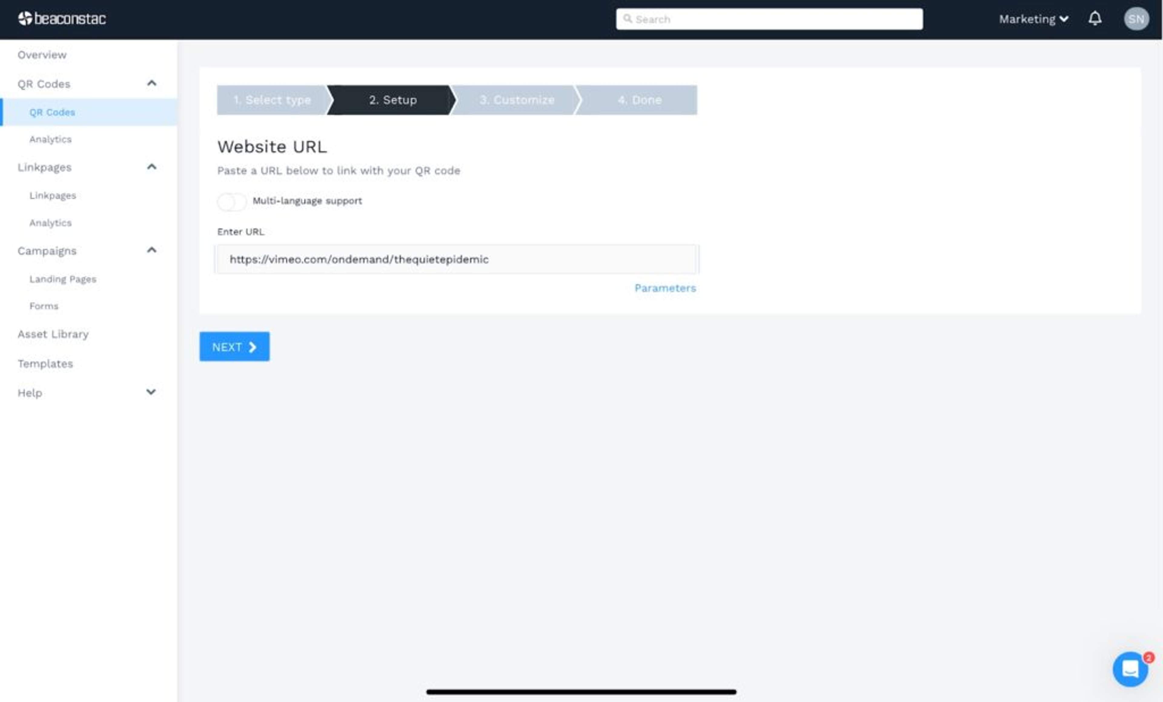 Paste the URL in the given field