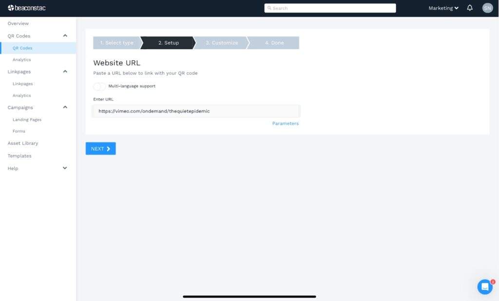 Paste the URL in the given field