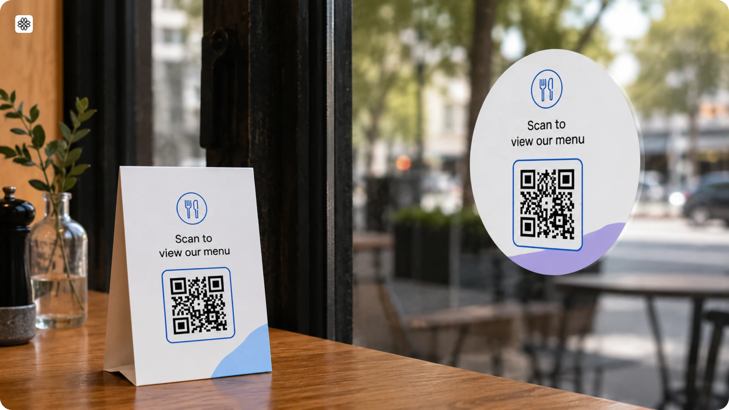 restaurant menu QR Code on display