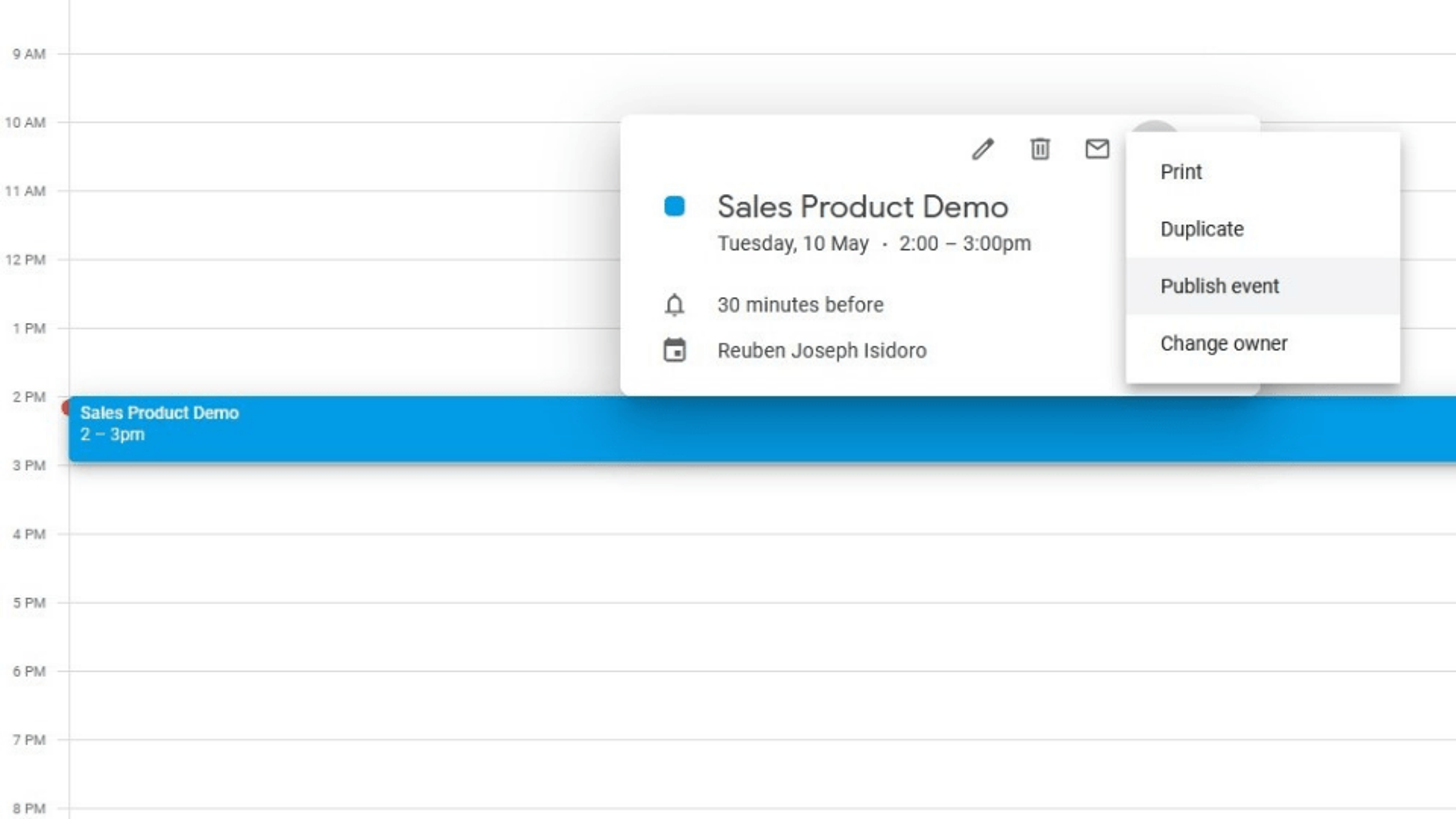 Publishing a public Google Calendar event
