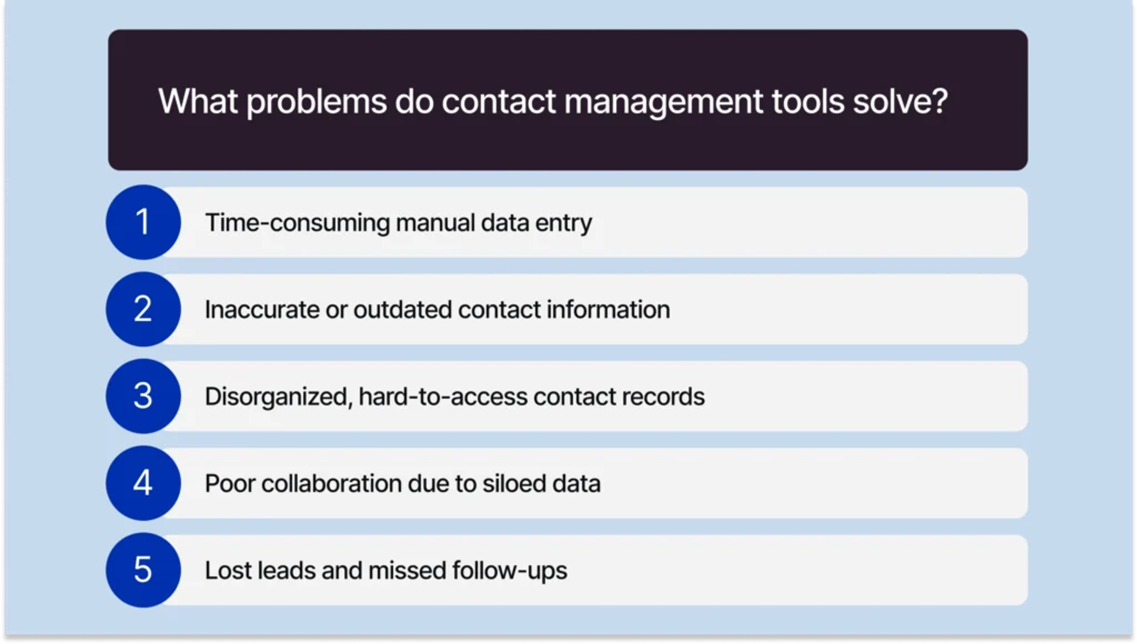 Problems solved by contact management tools