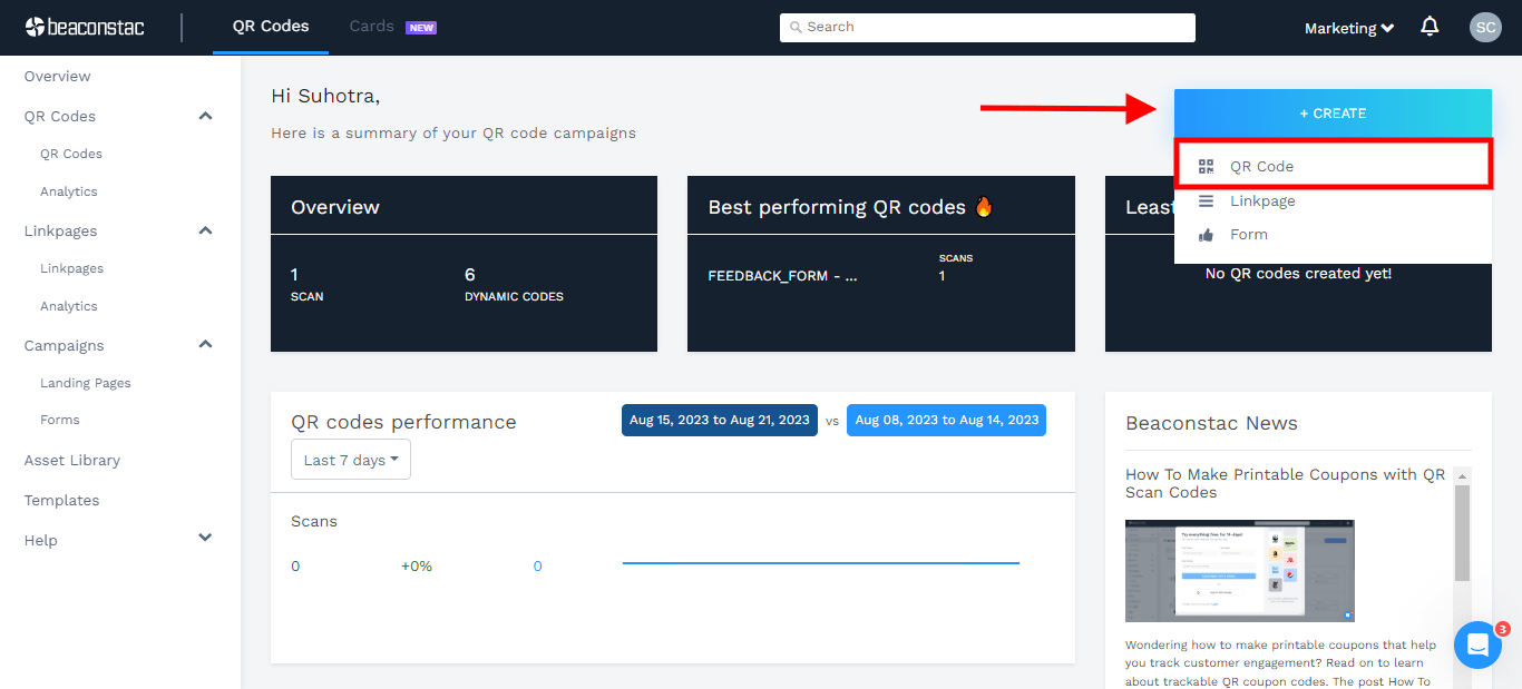 Click-Create-to-start-a-new-campaign