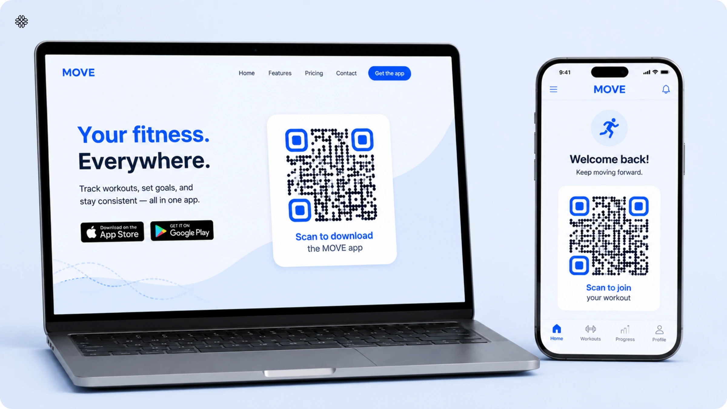 vector QR Codes on web and app interfaces