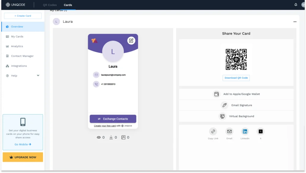 Add more details to create your free digital business card