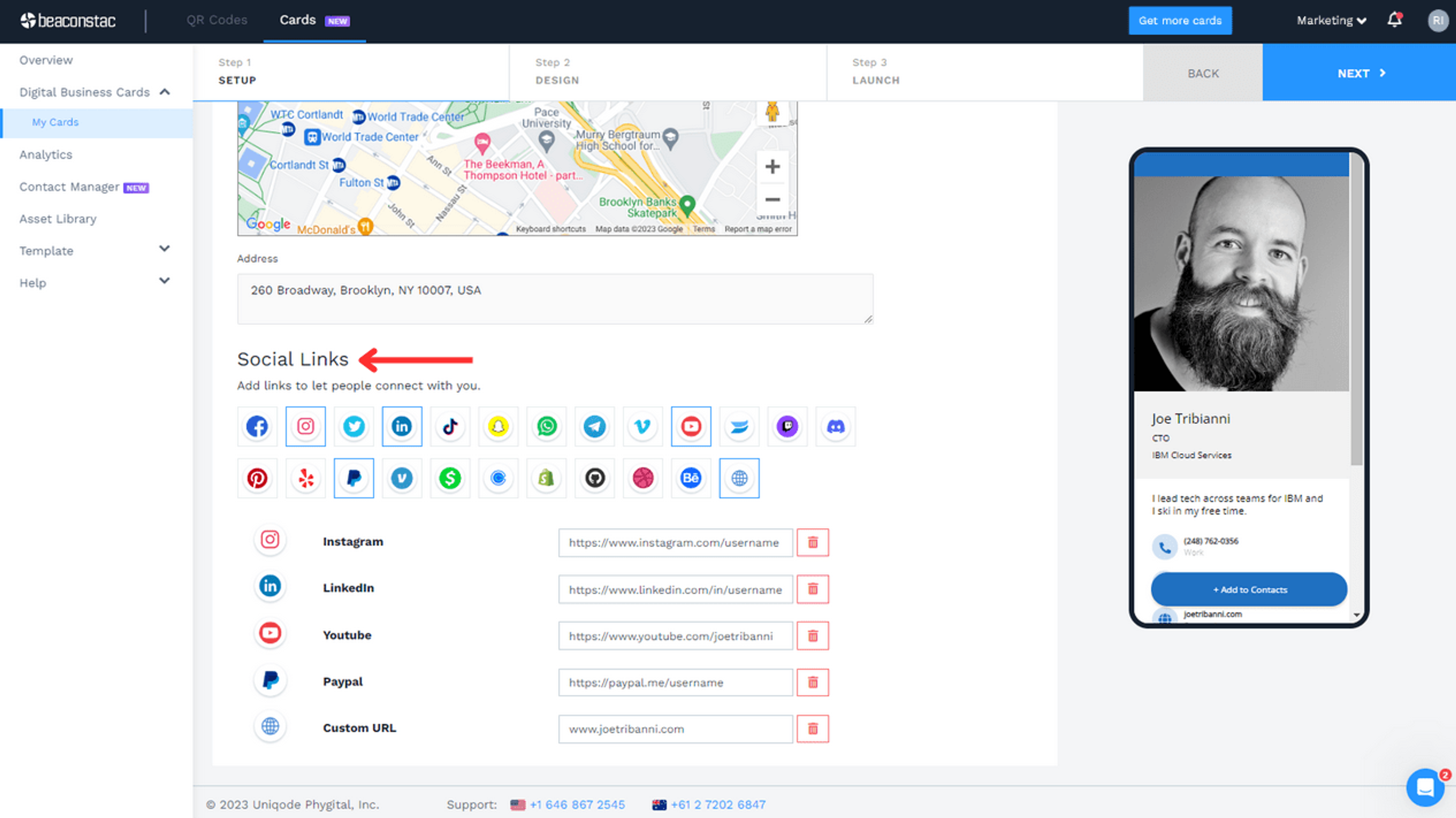 Include relevant social media links in your digital business card