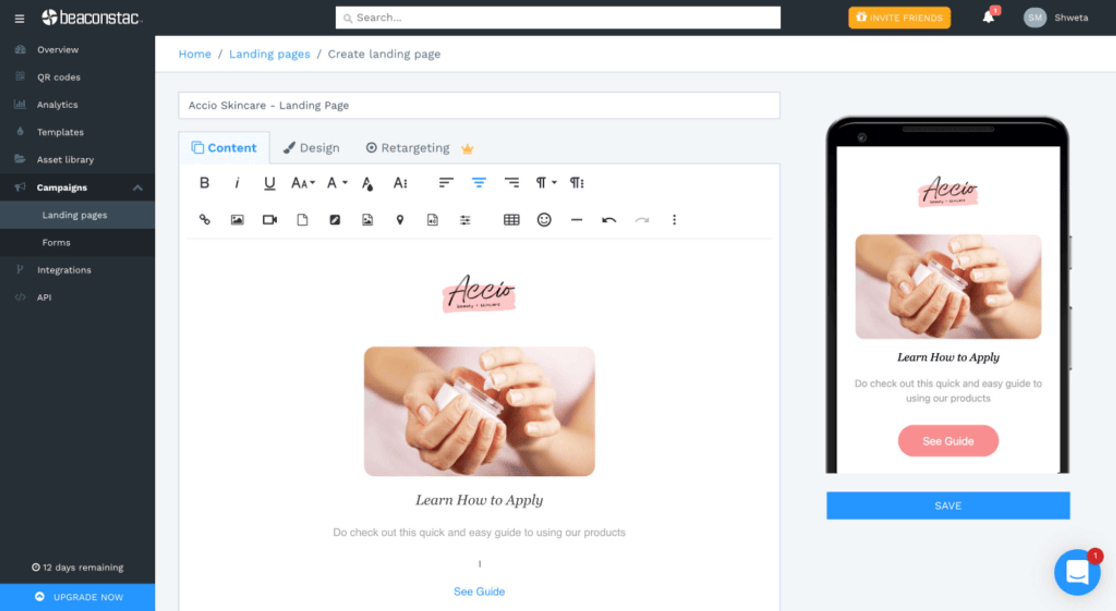 Set up your landing page