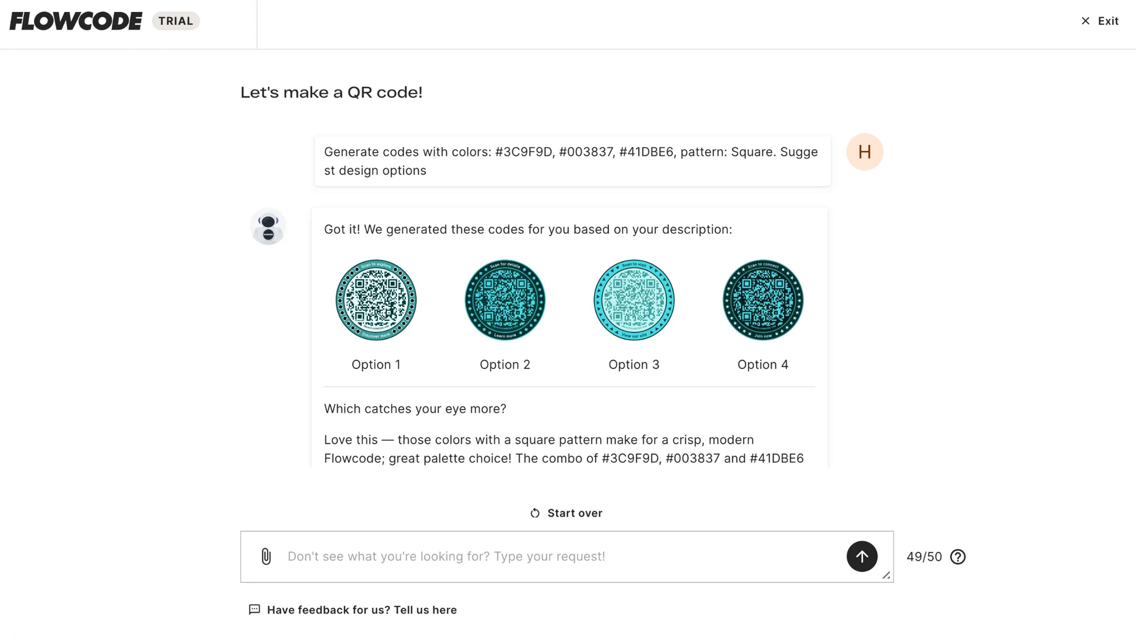 Flowcode AI chat feature