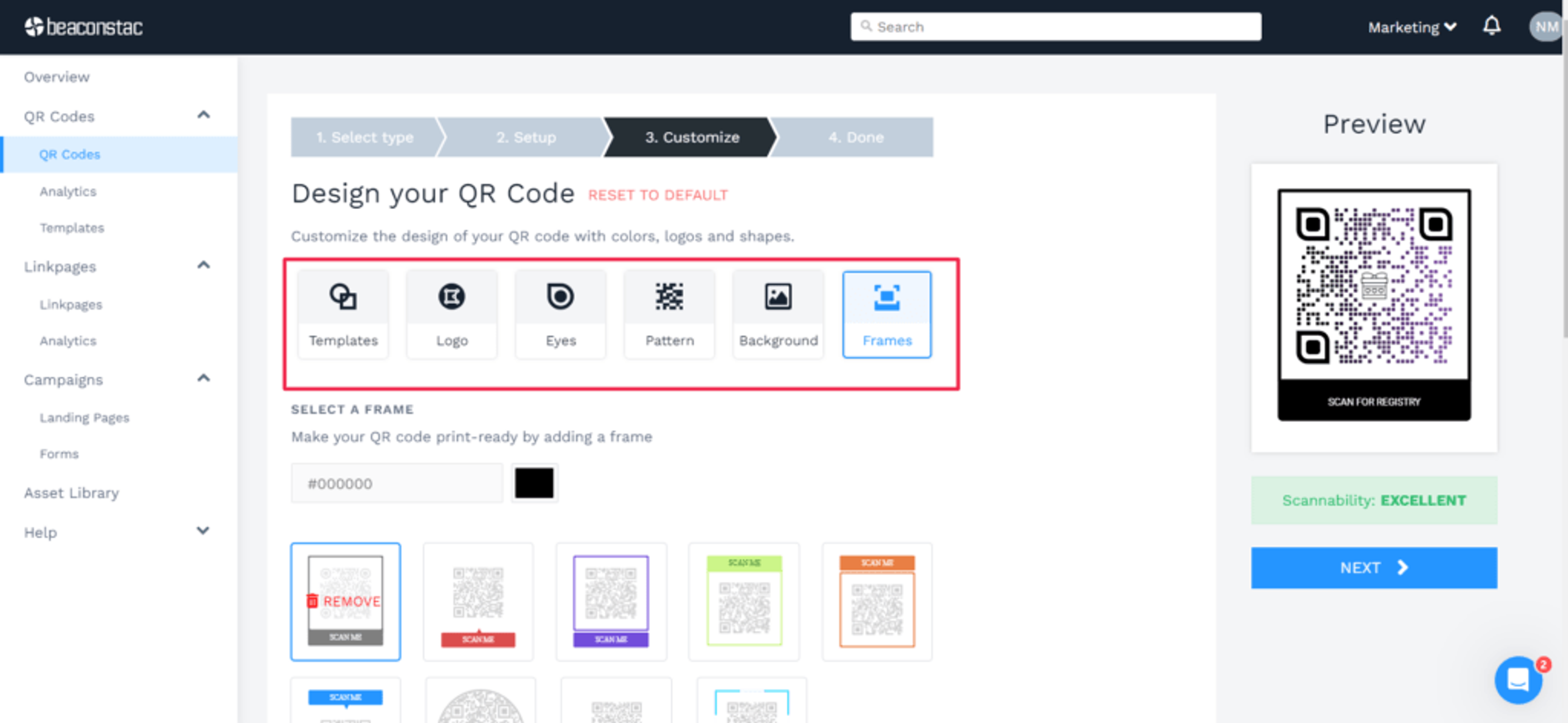 Customize your wedding registry QR Code