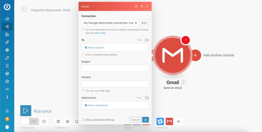Setting up email automation in Integromat