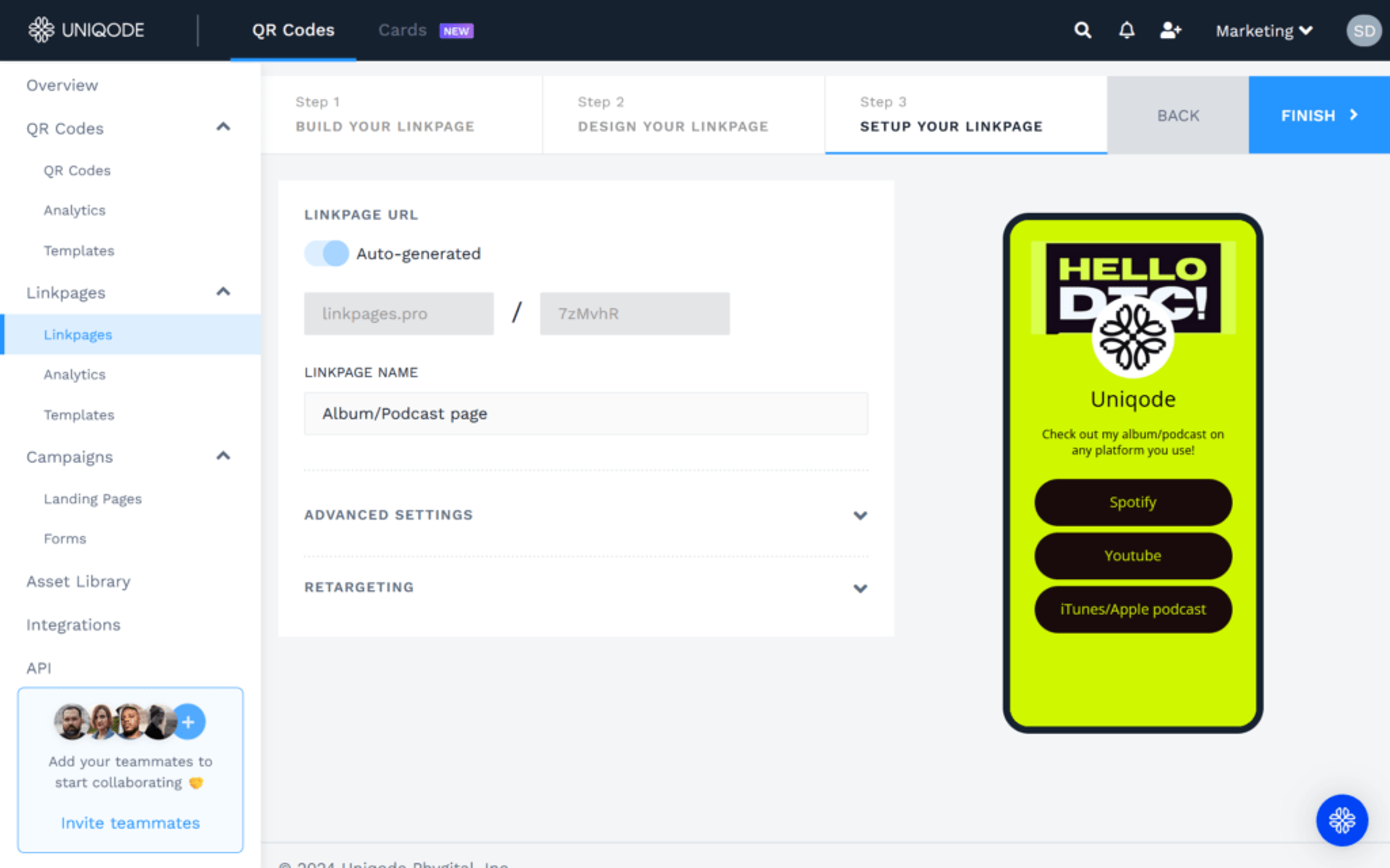 finish setting up your Linkpage