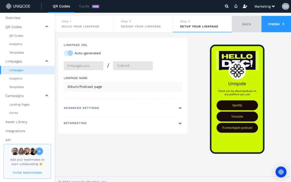 finish setting up your Linkpage