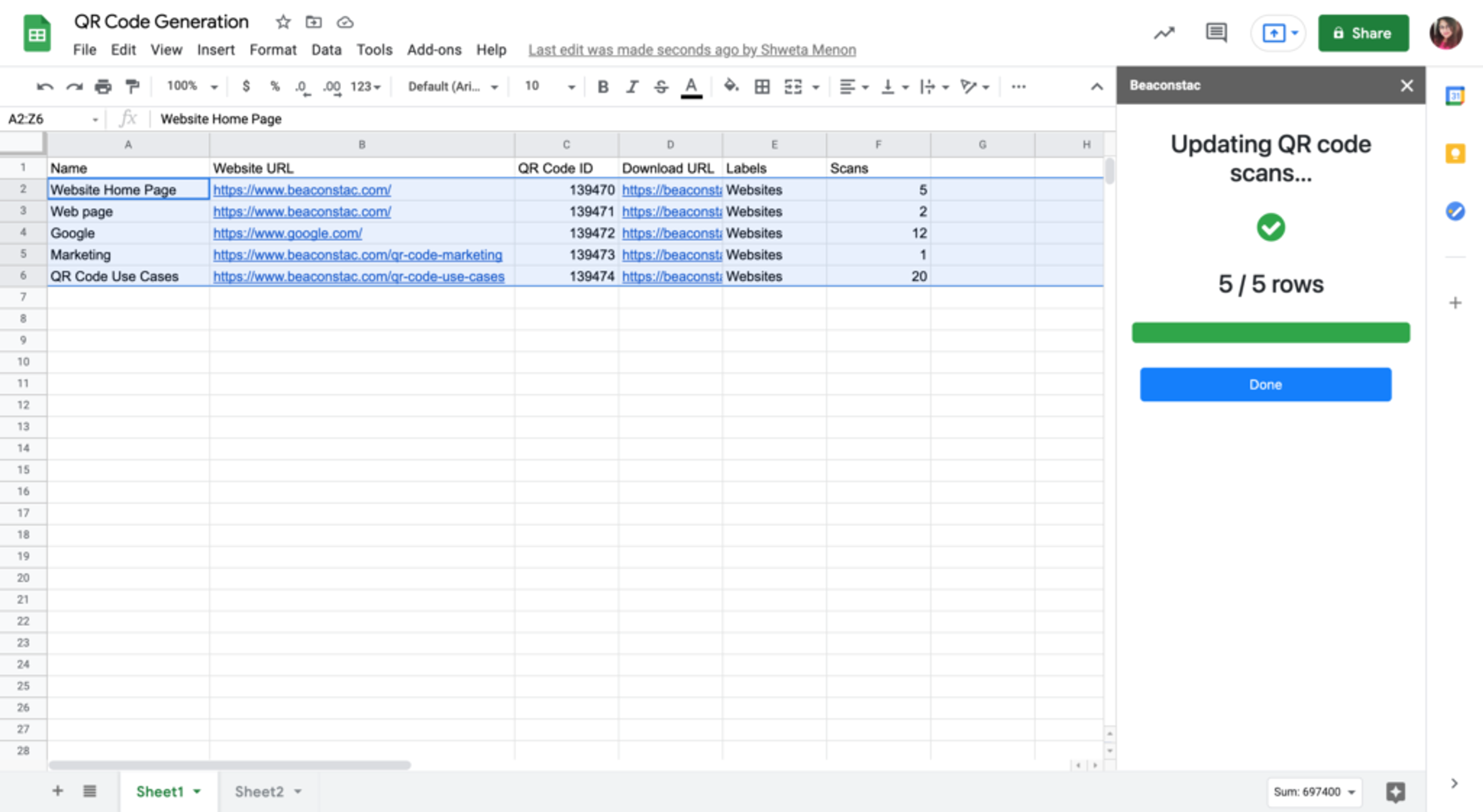 QR scan count has been fetched