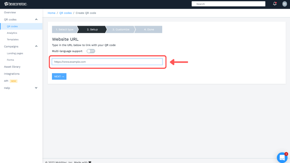 Paste the registration form URL on the box provided