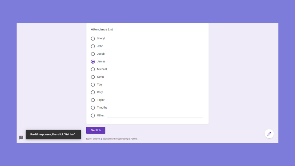 Get the pre-filled link for each member