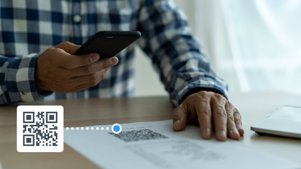 QR Code acting as a portal connecting a physical asset to digital information
