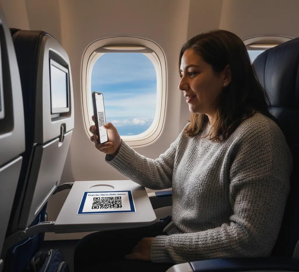 QR codes on in-flight tray tables
