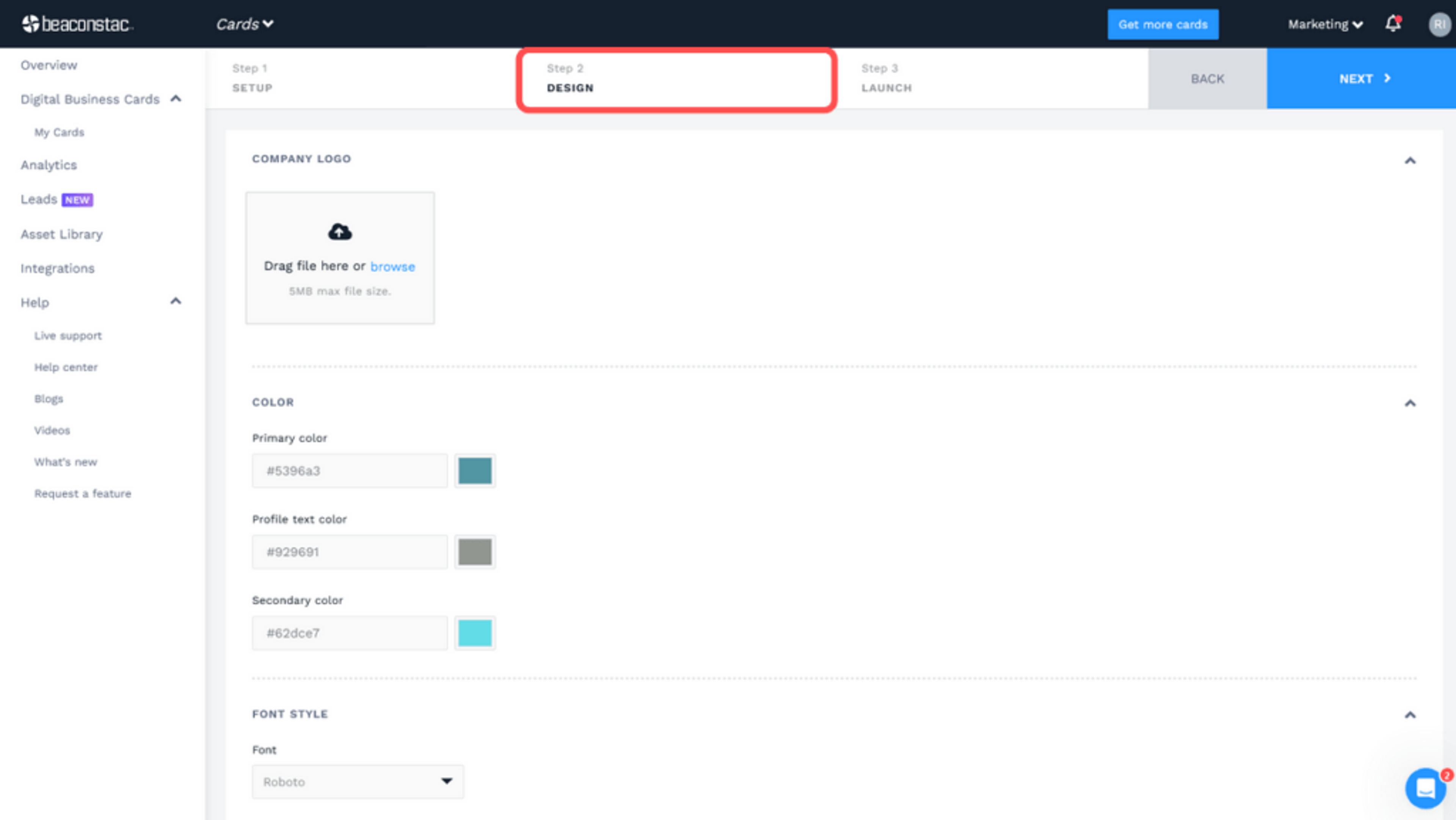 Customize your digital business card 