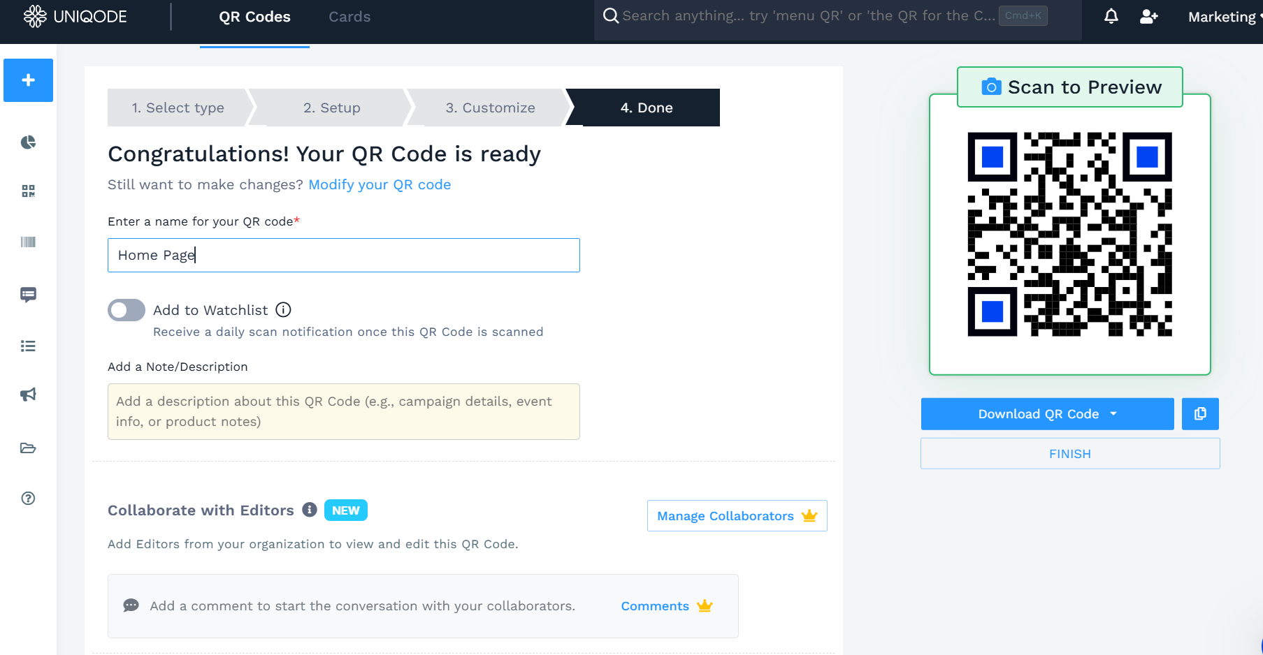 Download QR Code Uniqode
