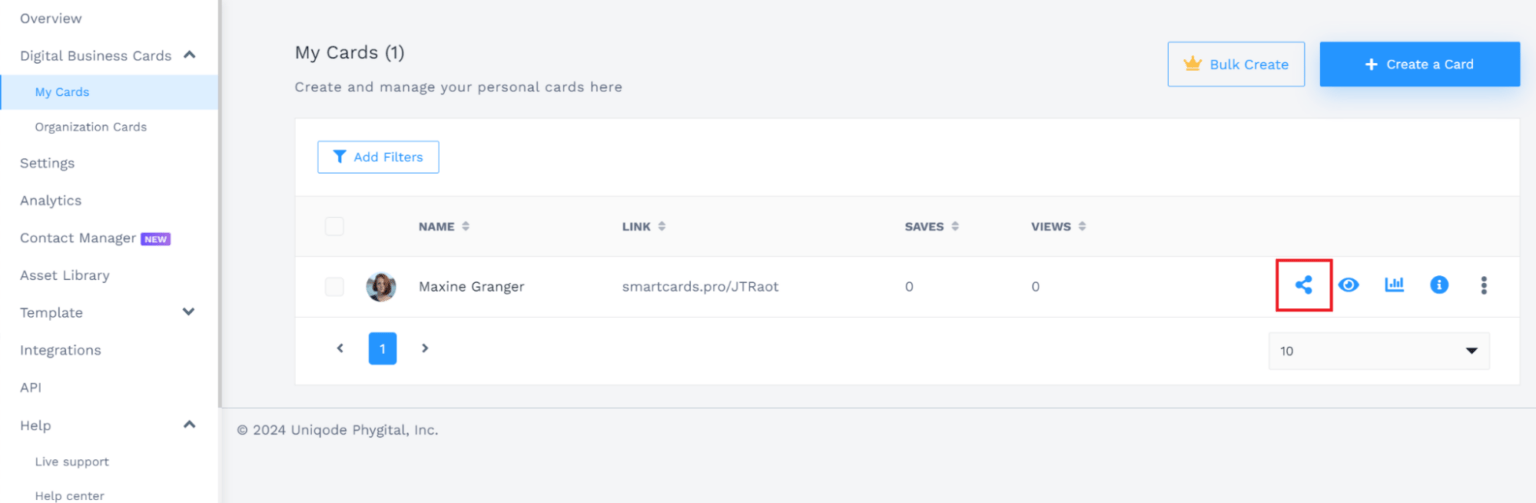 share digital business card