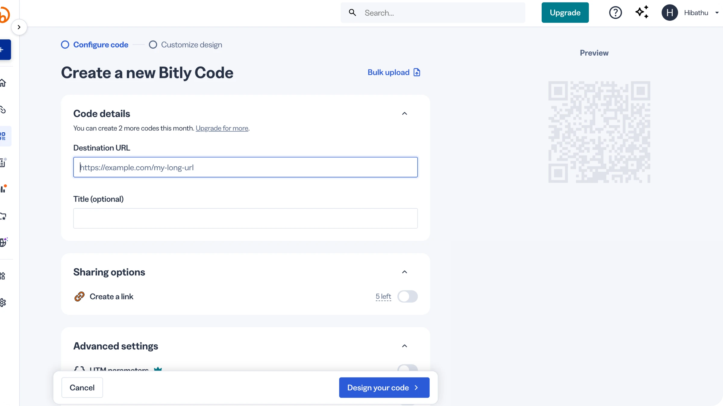 Creating a QR Code on Bitly