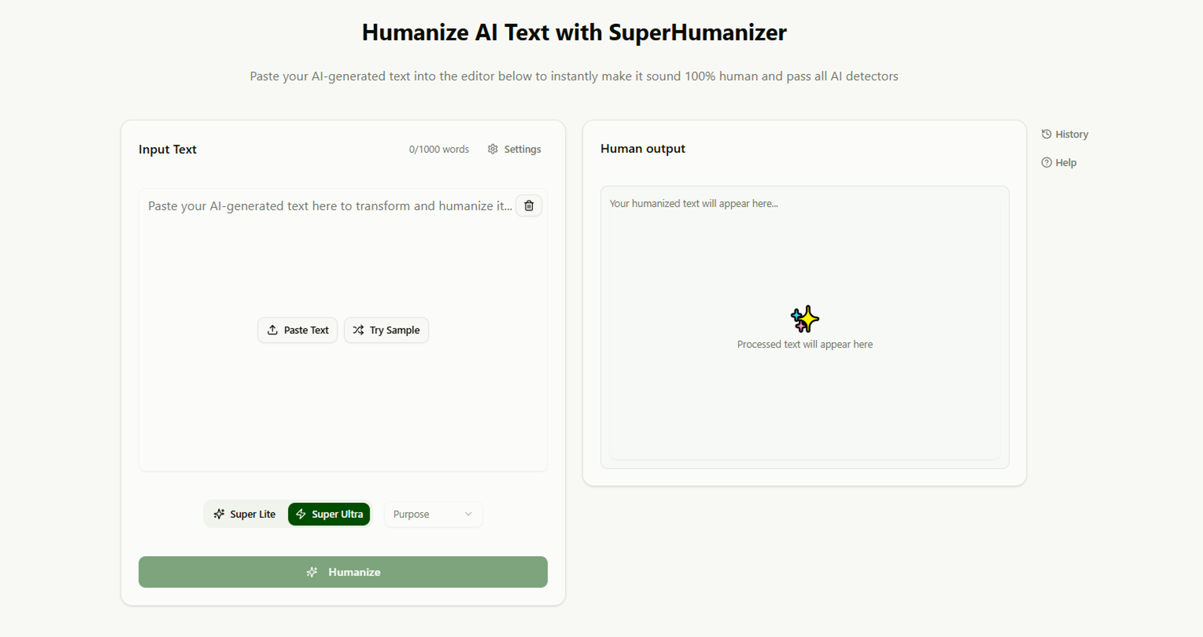 SuperHumanizer interface